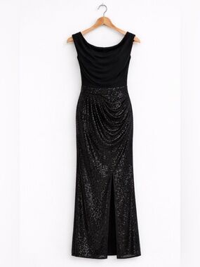 Elisabetta Franchi Red Carpet Dress Sequined Black Long Elegant Size 6 Or 42 NWT